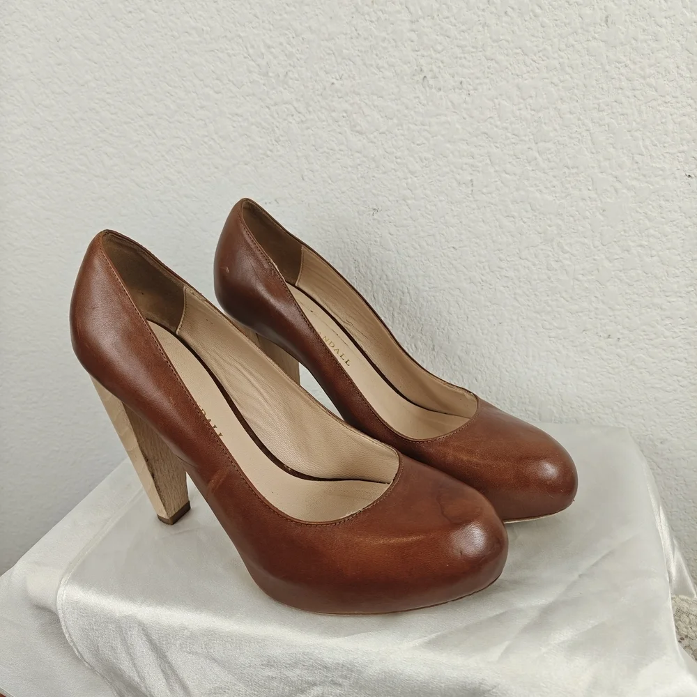 Loeffler Randall Brown Leather Block Heels – Size 8.5B, Made in Italy